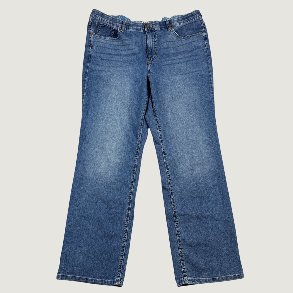 Faded Glory Jeans Womens 22W Blue Denim Medium Wash Straight Leg Relaxed Stretch